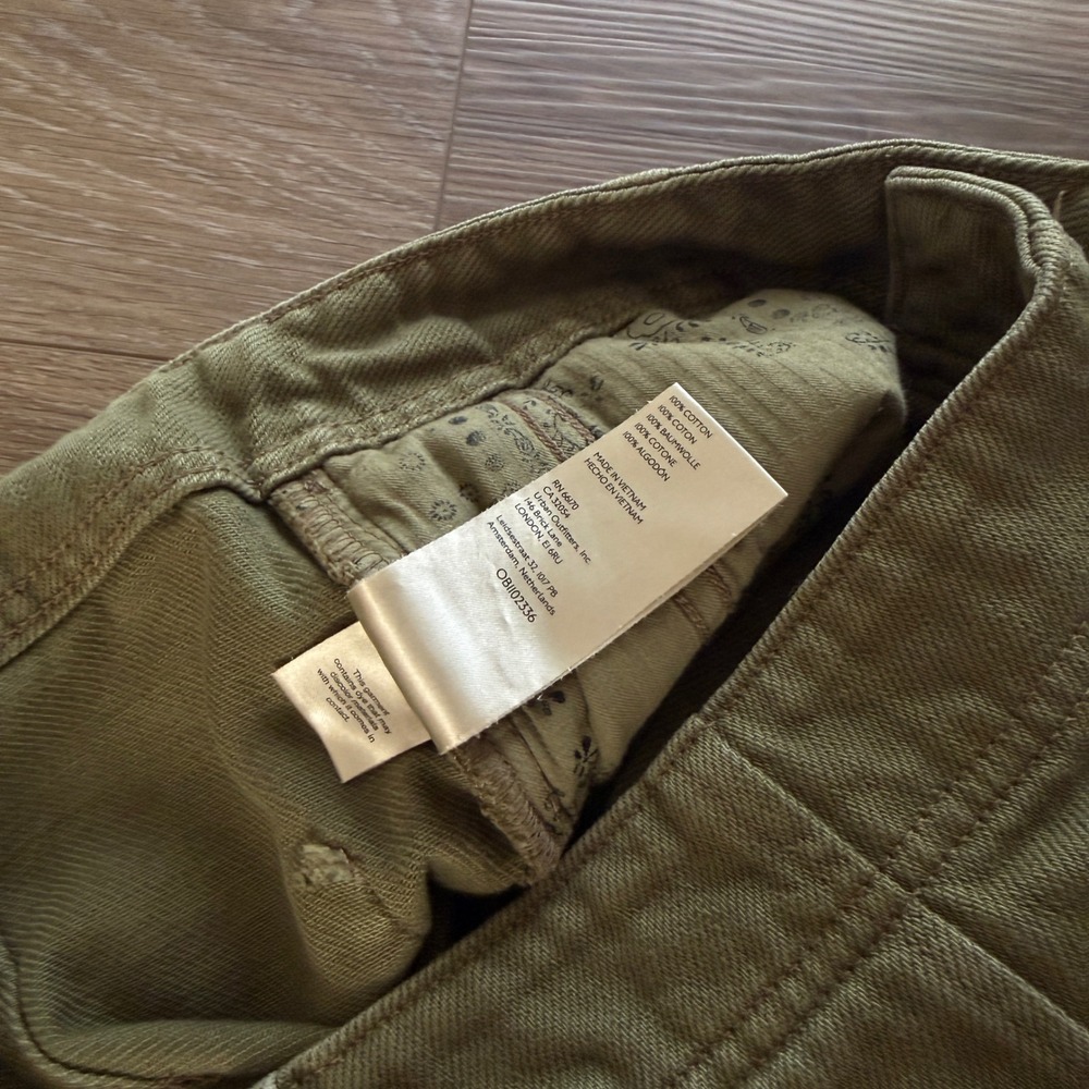 We The Free People Barrel Leg Utility Pants Green Button Fly Cotton Size 30 - Picture 5 of 7